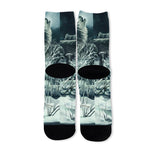 Howling Snowy Wolf Painting Print Long Socks