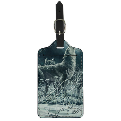 Howling Snowy Wolf Painting Print Luggage Tag