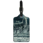 Howling Snowy Wolf Painting Print Luggage Tag