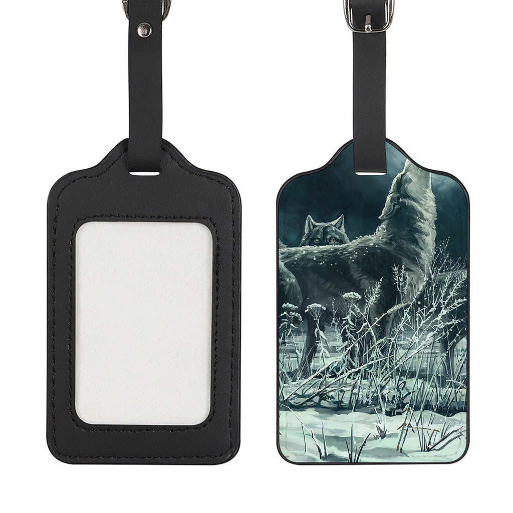 Howling Snowy Wolf Painting Print Luggage Tag
