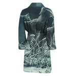 Howling Snowy Wolf Painting Print Men's Bathrobe
