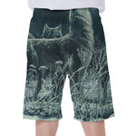 Howling Snowy Wolf Painting Print Men's Beach Shorts