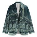 Howling Snowy Wolf Painting Print Men's Blazer