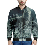 Howling Snowy Wolf Painting Print Men's Bomber Jacket