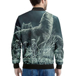 Howling Snowy Wolf Painting Print Men's Bomber Jacket