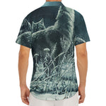 Howling Snowy Wolf Painting Print Men's Deep V-Neck Shirt