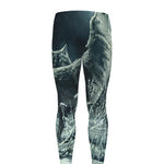 Howling Snowy Wolf Painting Print Men's leggings