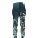 Howling Snowy Wolf Painting Print Men's leggings