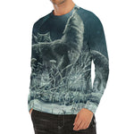 Howling Snowy Wolf Painting Print Men's Long Sleeve Rash Guard