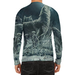 Howling Snowy Wolf Painting Print Men's Long Sleeve Rash Guard