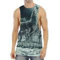 Howling Snowy Wolf Painting Print Men's Muscle Tank Top