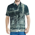 Howling Snowy Wolf Painting Print Men's Polo Shirt
