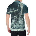 Howling Snowy Wolf Painting Print Men's Shirt