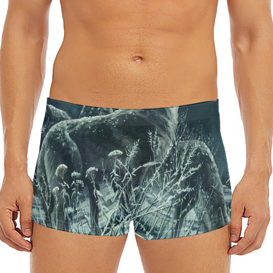 Howling Snowy Wolf Painting Print Men's Short Boxer Briefs
