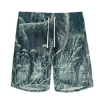 Howling Snowy Wolf Painting Print Men's Sports Shorts