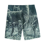 Howling Snowy Wolf Painting Print Men's Sports Shorts