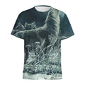 Howling Snowy Wolf Painting Print Men's Athletic T-Shirt