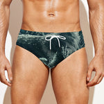 Howling Snowy Wolf Painting Print Men's Swim Briefs