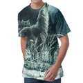 Howling Snowy Wolf Painting Print Men's Velvet T-Shirt