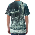 Howling Snowy Wolf Painting Print Men's Velvet T-Shirt