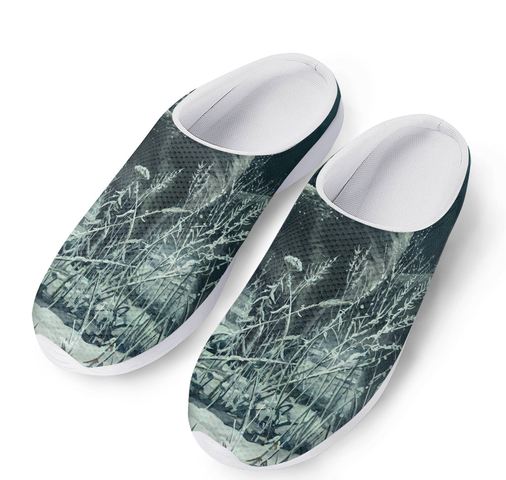 Howling Snowy Wolf Painting Print Mesh Casual Shoes