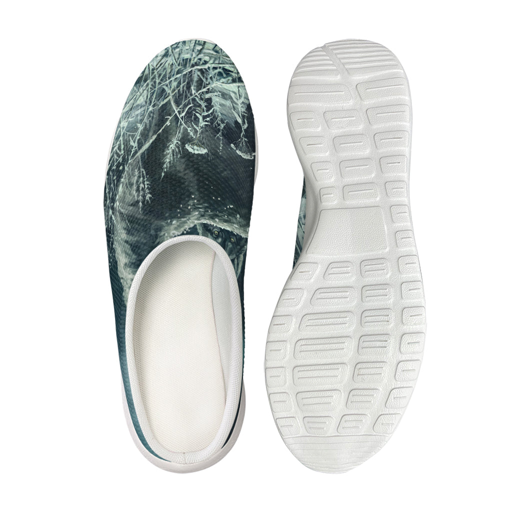 Howling Snowy Wolf Painting Print Mesh Casual Shoes