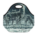 Howling Snowy Wolf Painting Print Neoprene Lunch Bag