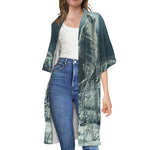 Howling Snowy Wolf Painting Print Open Front Beach Cover Up