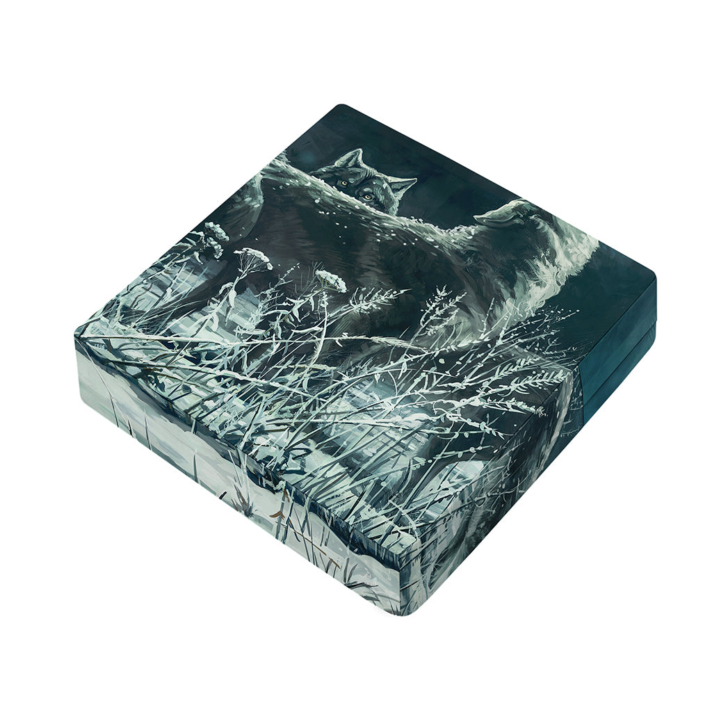Howling Snowy Wolf Painting Print Outdoor Seat Cushion Cover