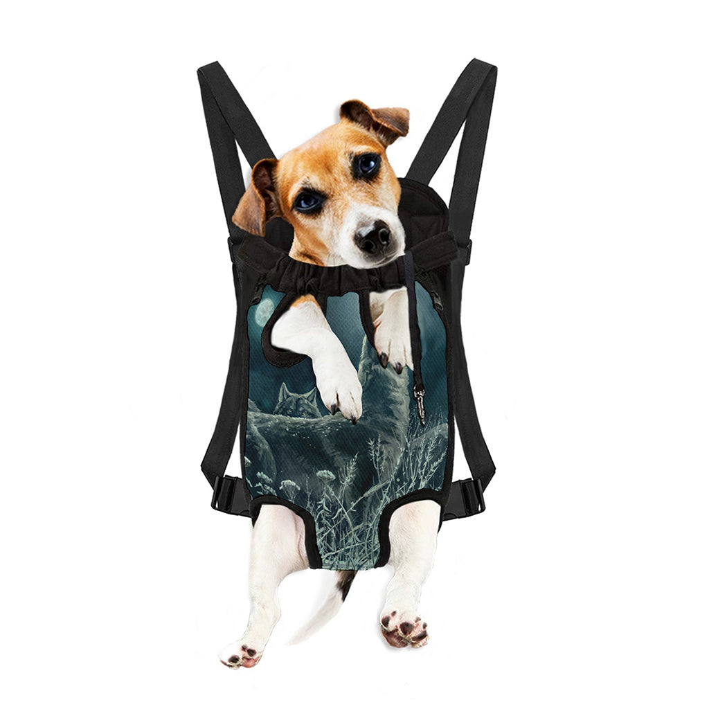 Howling Snowy Wolf Painting Print Pet Carrier Backpack