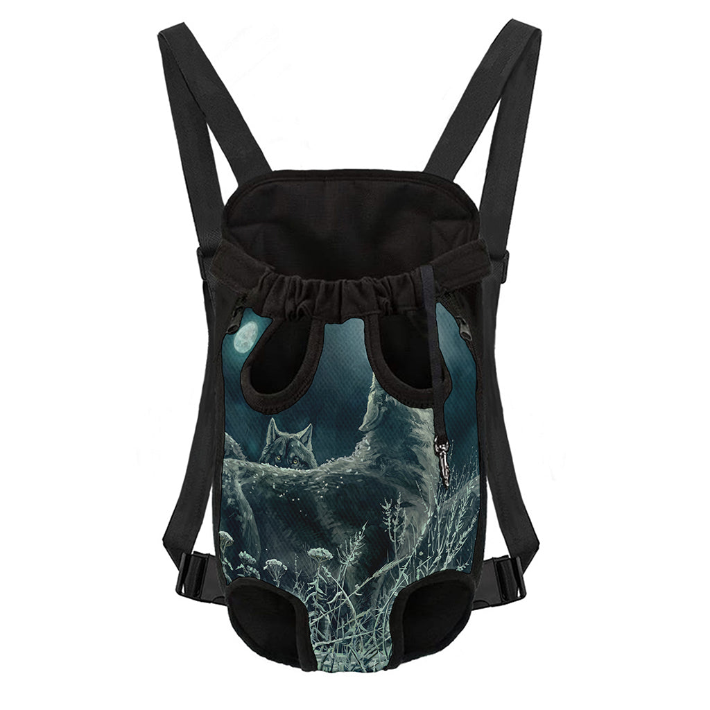 Howling Snowy Wolf Painting Print Pet Carrier Backpack