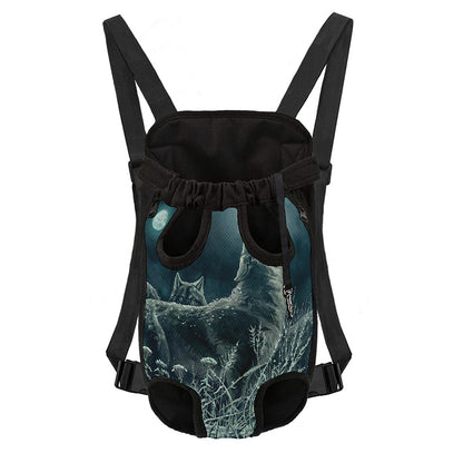 Howling Snowy Wolf Painting Print Pet Carrier Backpack