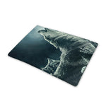 Howling Snowy Wolf Painting Print Pet Cooling Mat Cover