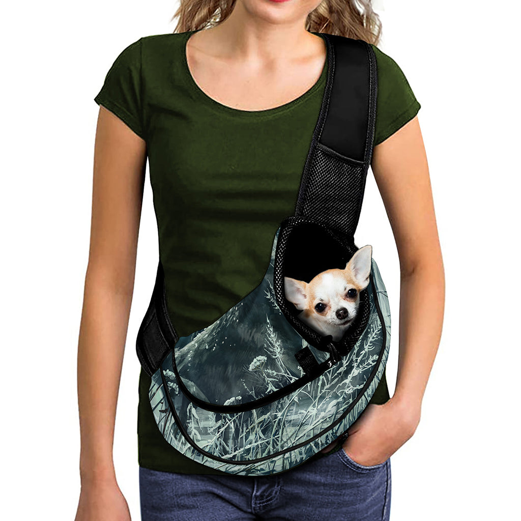 Howling Snowy Wolf Painting Print Pet Sling Carrier