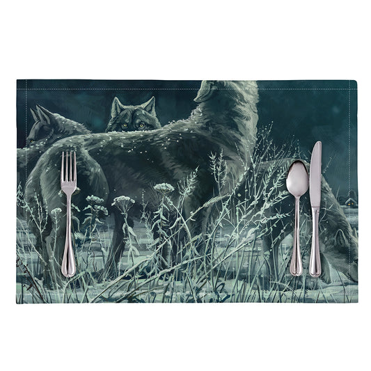 Howling Snowy Wolf Painting Print Placemat