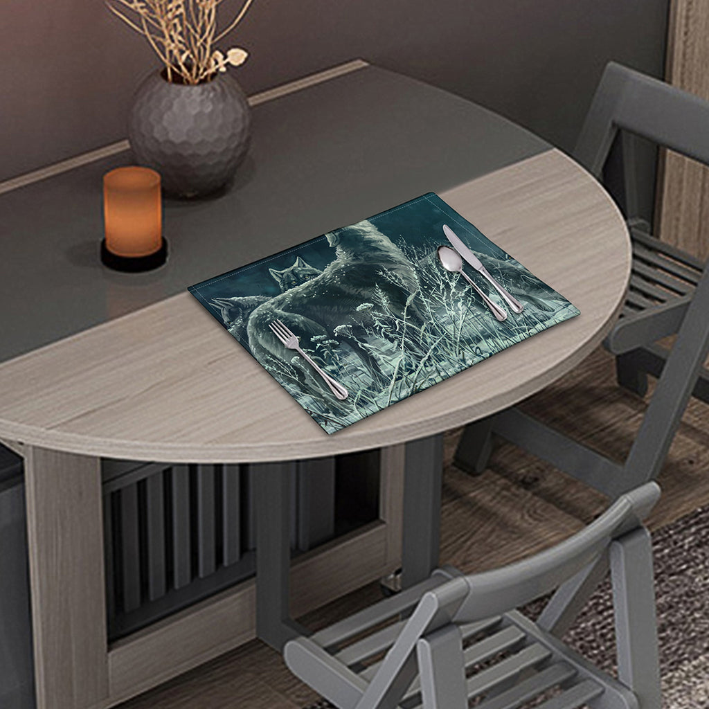 Howling Snowy Wolf Painting Print Placemat