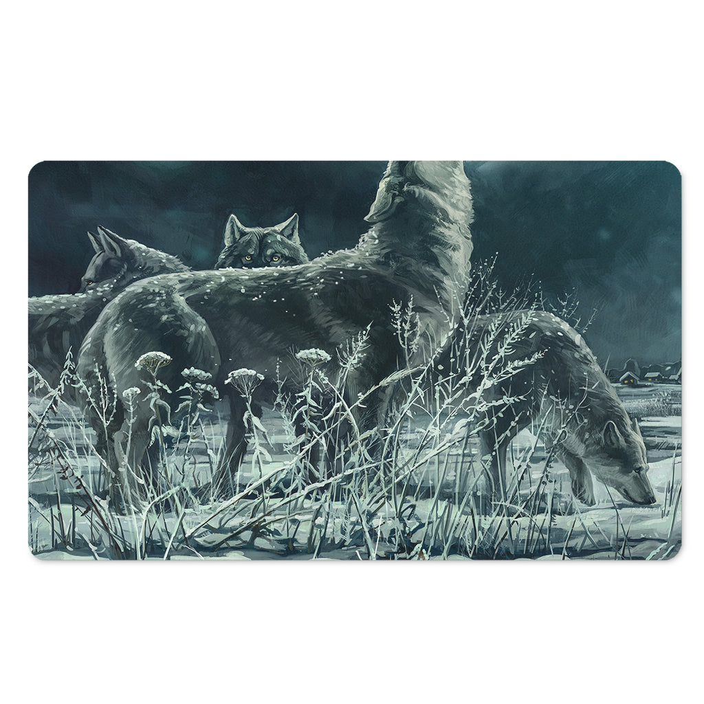 Howling Snowy Wolf Painting Print Polyester Doormat