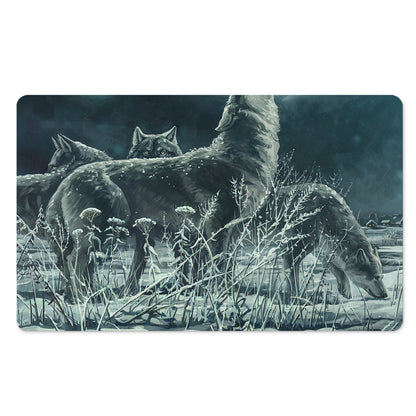 Howling Snowy Wolf Painting Print Polyester Doormat