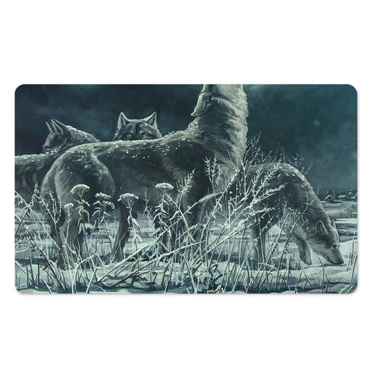 Howling Snowy Wolf Painting Print Polyester Doormat