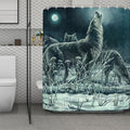 Howling Snowy Wolf Painting Print Polyester Shower Curtain