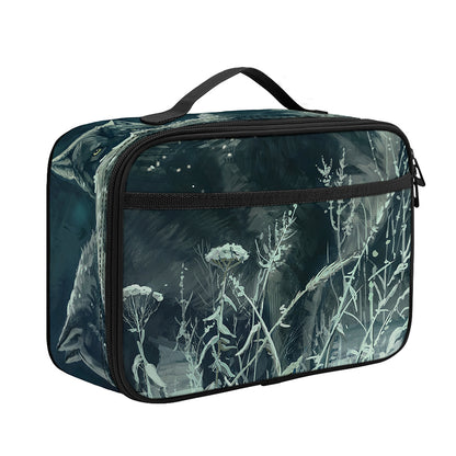 Howling Snowy Wolf Painting Print Portable Lunch Bag