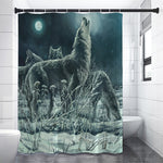 Howling Snowy Wolf Painting Print Premium Shower Curtain