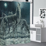 Howling Snowy Wolf Painting Print Premium Shower Curtain