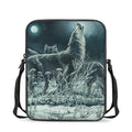 Howling Snowy Wolf Painting Print Rectangular Crossbody Bag