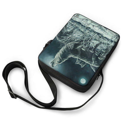 Howling Snowy Wolf Painting Print Rectangular Crossbody Bag