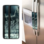 Howling Snowy Wolf Painting Print Refrigerator Handle Covers