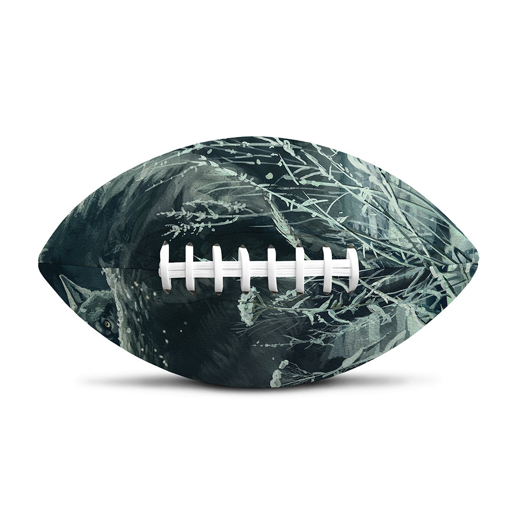 Howling Snowy Wolf Painting Print Rugby Ball