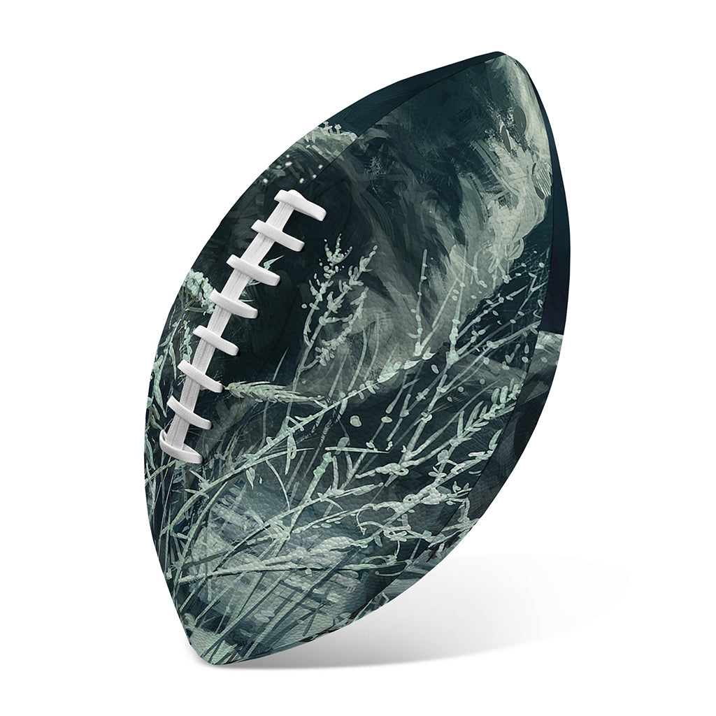 Howling Snowy Wolf Painting Print Rugby Ball