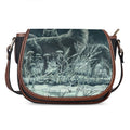 Howling Snowy Wolf Painting Print Saddle Bag