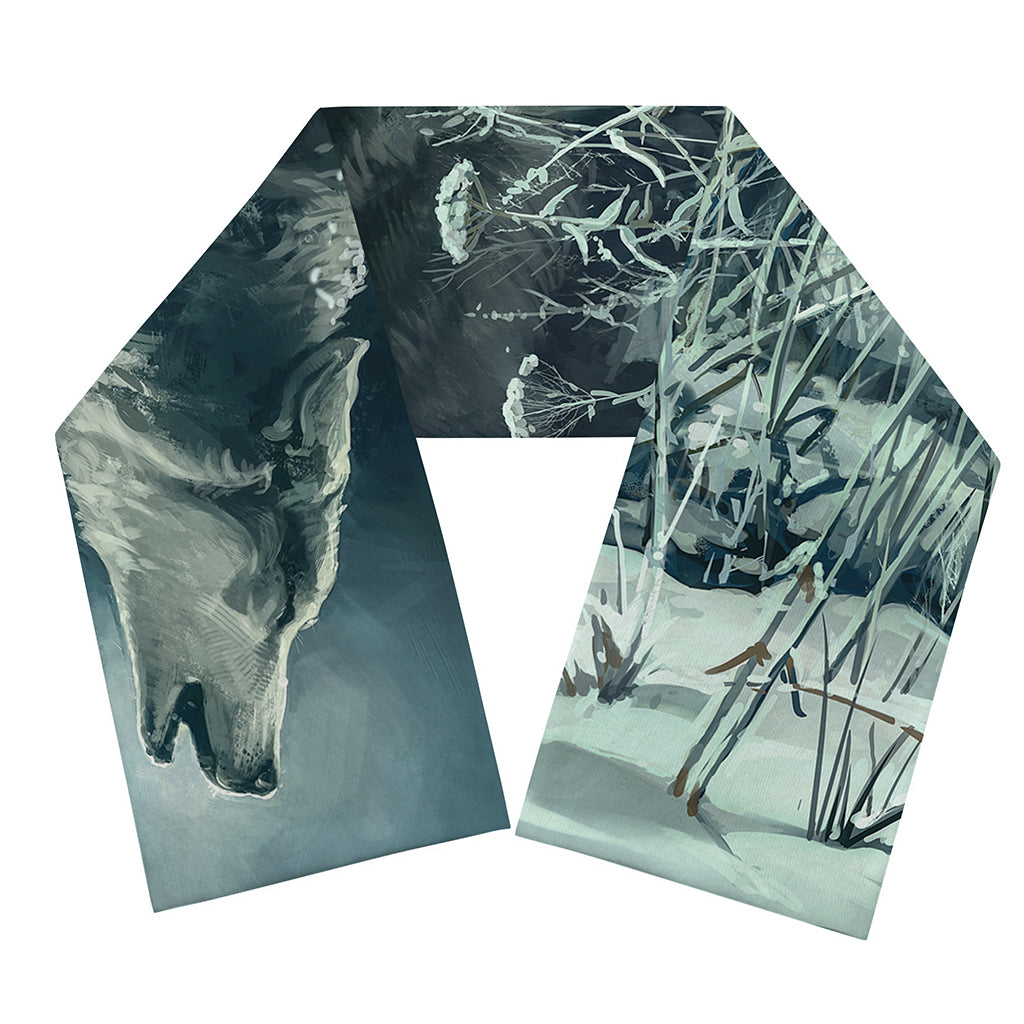 Howling Snowy Wolf Painting Print Scarf